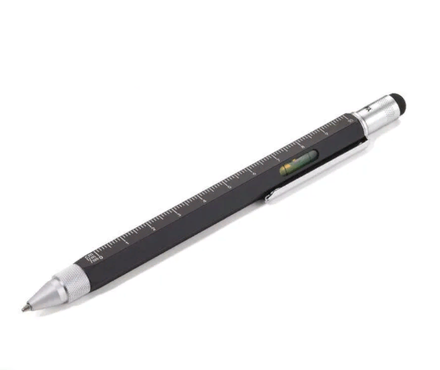 Ручка шариковая TROIKA CONSTRUCTION, цв.черный/серебро, черный стержень