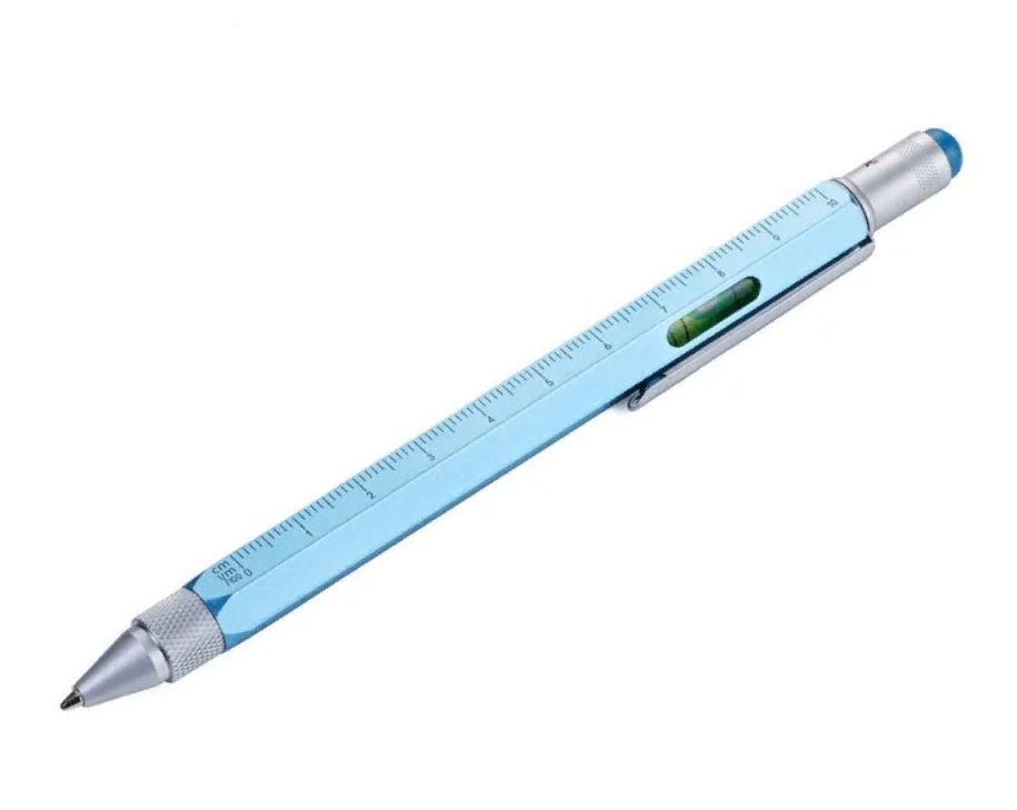 Ручка шариковая TROIKA многофункциональная CONSTRUCTION, цв.голубой, черный стержень