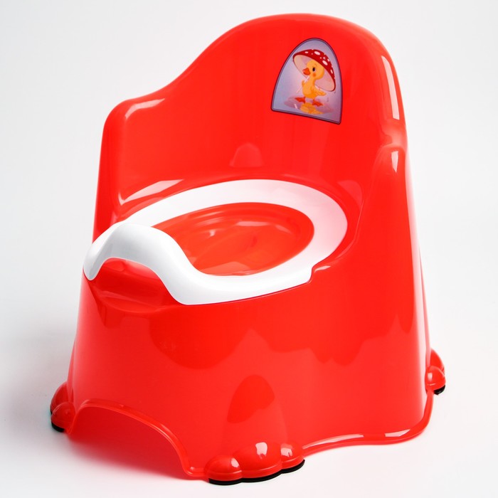 фото Горшок детский антискользящий «комфорт» с крышкой, съёмная чаша, цвет красный dd style