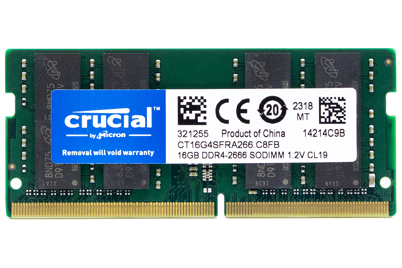 Модуль памяти для ноутбука SODIMM DDR4 16GB PC21300 2666 МГц Crucial CT16G4SFRA266.C8FB