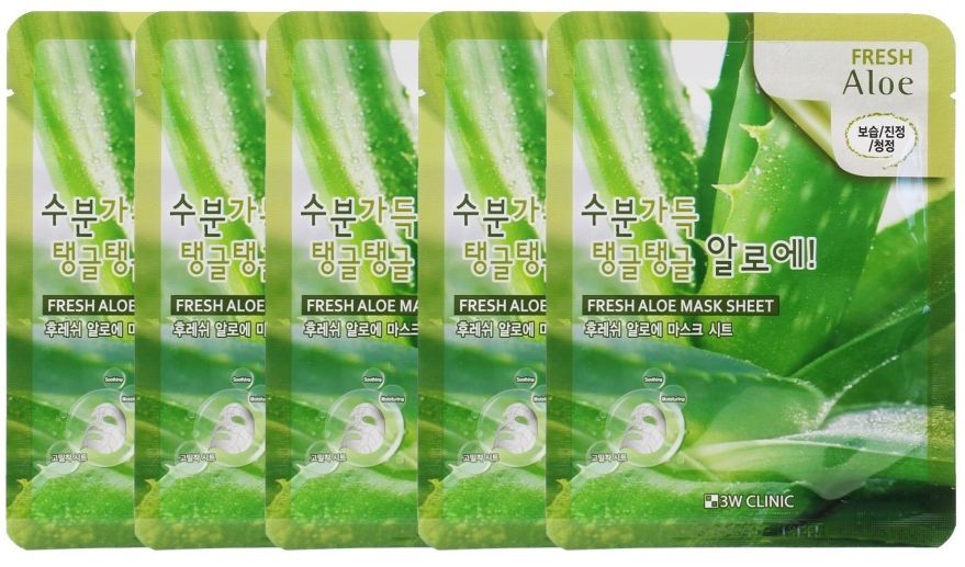 

Тканевая маска для лица 3W Clinic Fresh Aloe Mask Sheet с экстрактом алоэ , 5 шт, с экстрактом алоэ