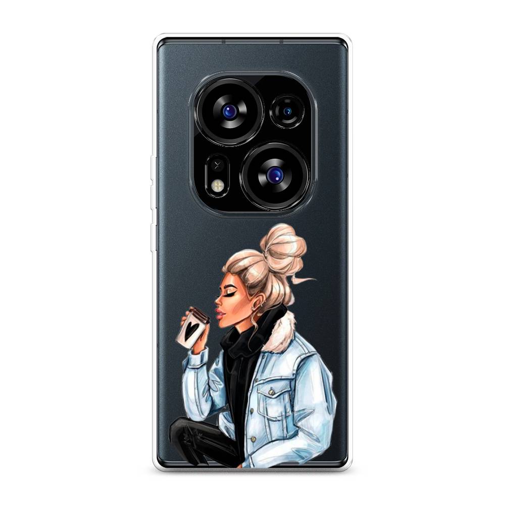 

Чехол Awog на Tecno Phantom X2"Cute girl", Бежевый;черный;голубой, 303250-7