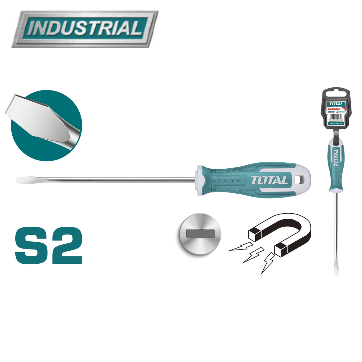 

Отвертка шлицевая Total Tools из стали S2 размер шлица SL8 длина 150 мм THT268150, THT268150