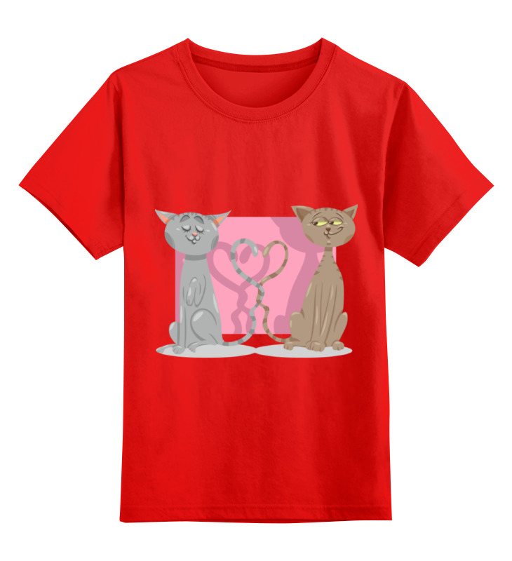 

Детская футболка Printio Влюбленные коты цв.красный р.128, 0000002393400