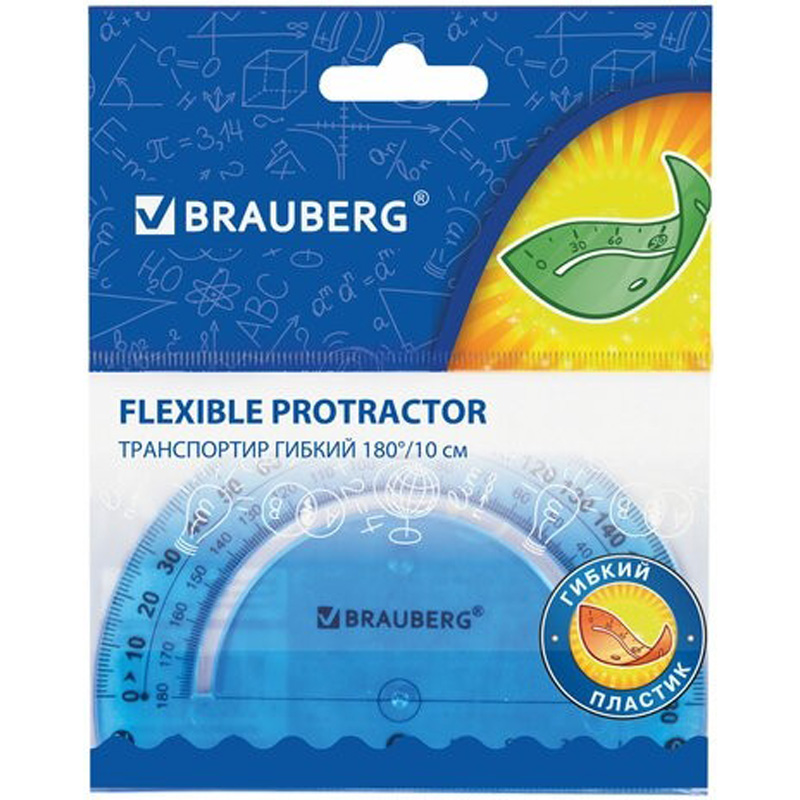

Транспортир 10 см гибкий BRAUBERG FLEX, пластиковый, 180 градусов, 12 шт, Разноцветный