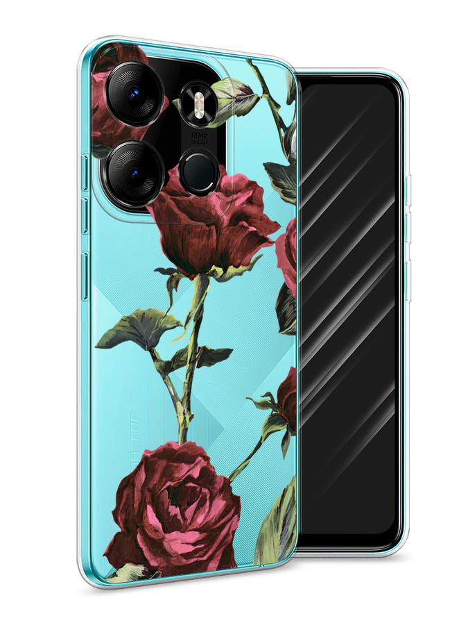 

Чехол Awog на Tecno Phantom X2"Бордовые розы фон", Красный, 303250-8