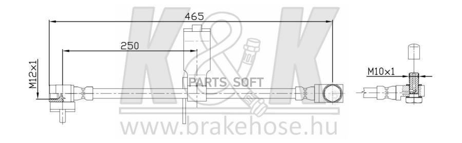 

K&K FT2542 Шланг тормозной передн прав FORD: TRANSIT 00-03