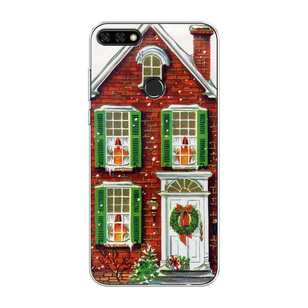 

Чехол на Huawei Y7 Prime 2018/Nova 2 Lite/Honor 7C Pro "Рождественский дом", Зеленый;красный;белый, 66450-5