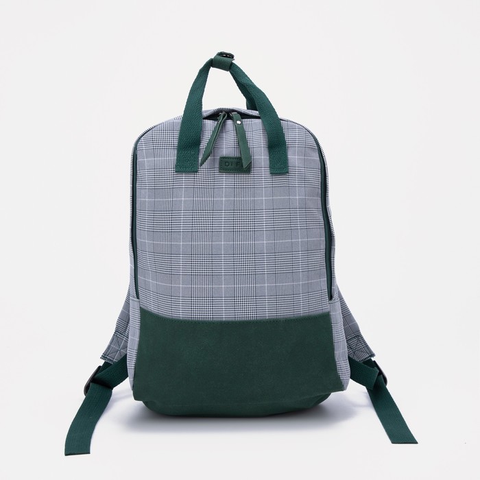 фото Сумка-рюкзак на молнии, 3 наружных кармана, цвет зелёный nobrand