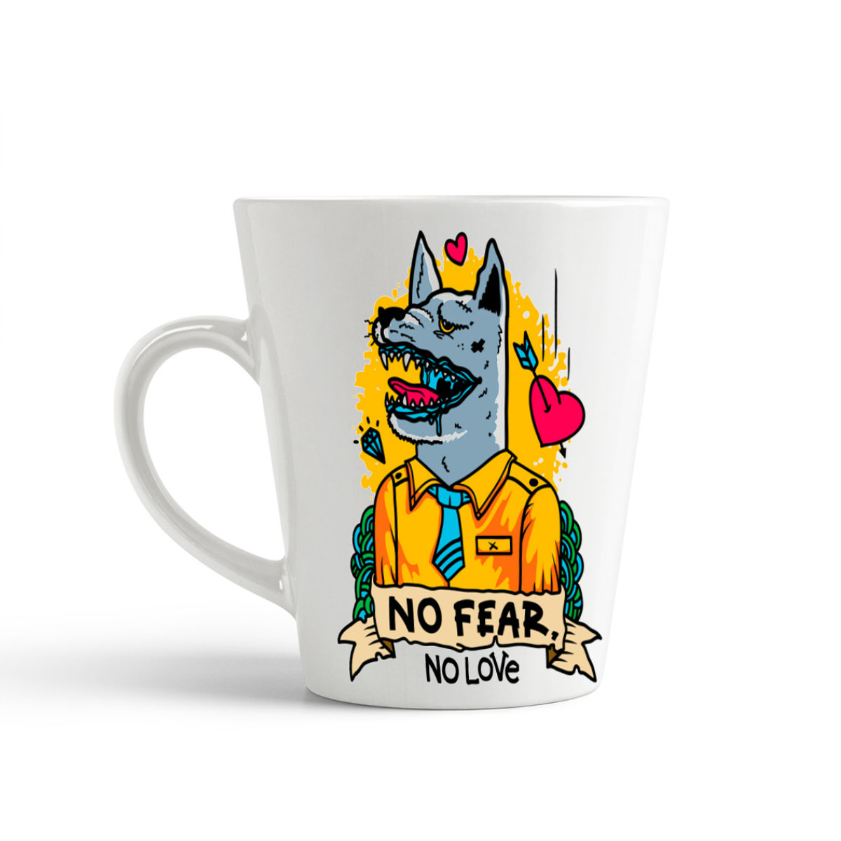 

Кружка-латте CoolPodarok Прикол Волк no fear, Прикол Волк no fear