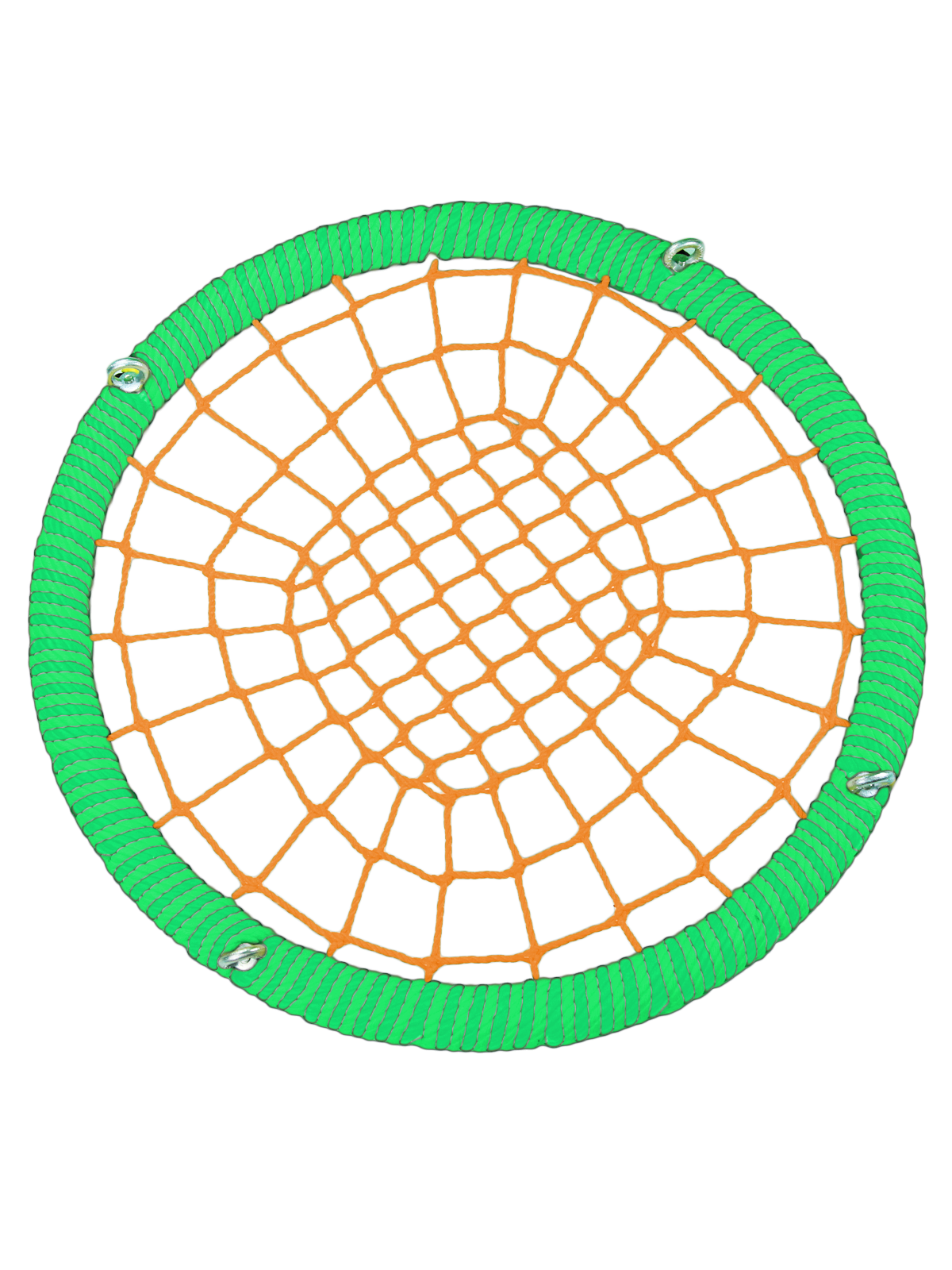 

Качели-гнездо JINN ЦП/РГ/120/102/16/8/З-О/КГ 120x120 см зеленый, оранжевый, 120 круг обод 102 канат 16 и 8 рымгайки ЦП