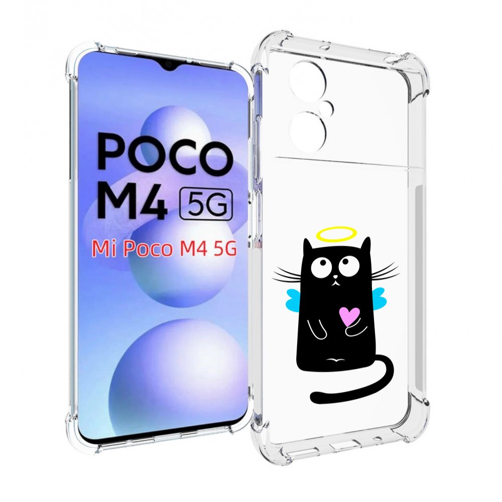 

Чехол MyPads Кот ангелок для Xiaomi Poco M4 5G, Прозрачный, Tocco