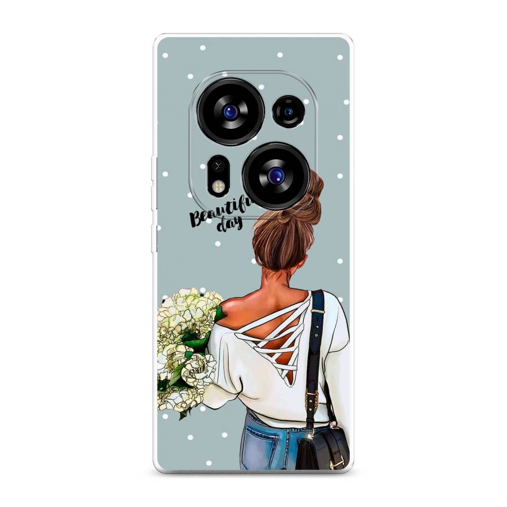 

Чехол Awog на Tecno Phantom X2"Beautiful day", Голубой;коричневый;бежевый, 303350-6