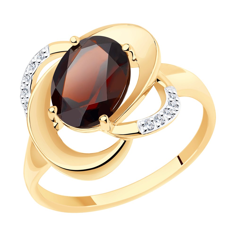 

Кольцо из красного золота с гранатом/фианитом р. 18 Diamant 51-310-00926-2, 51-310-00926-2