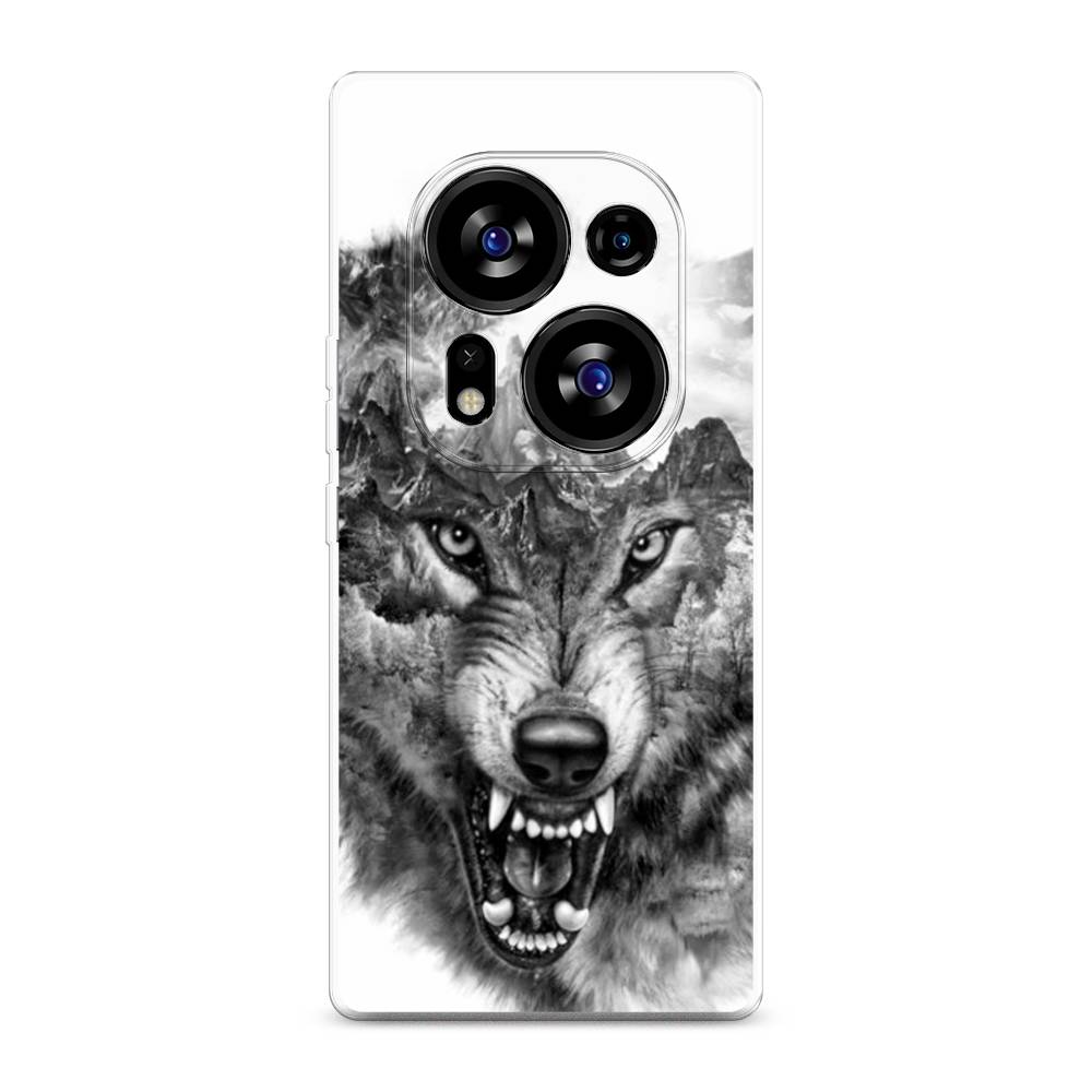 

Чехол Awog на Tecno Phantom X2"Волк в горах", Серый;белый;бежевый, 303350-1