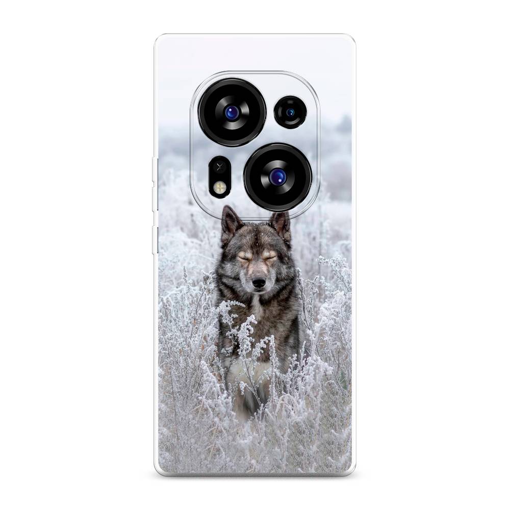 

Чехол Awog на Tecno Phantom X2"Волк в поле", Белый;черный, 303350-1