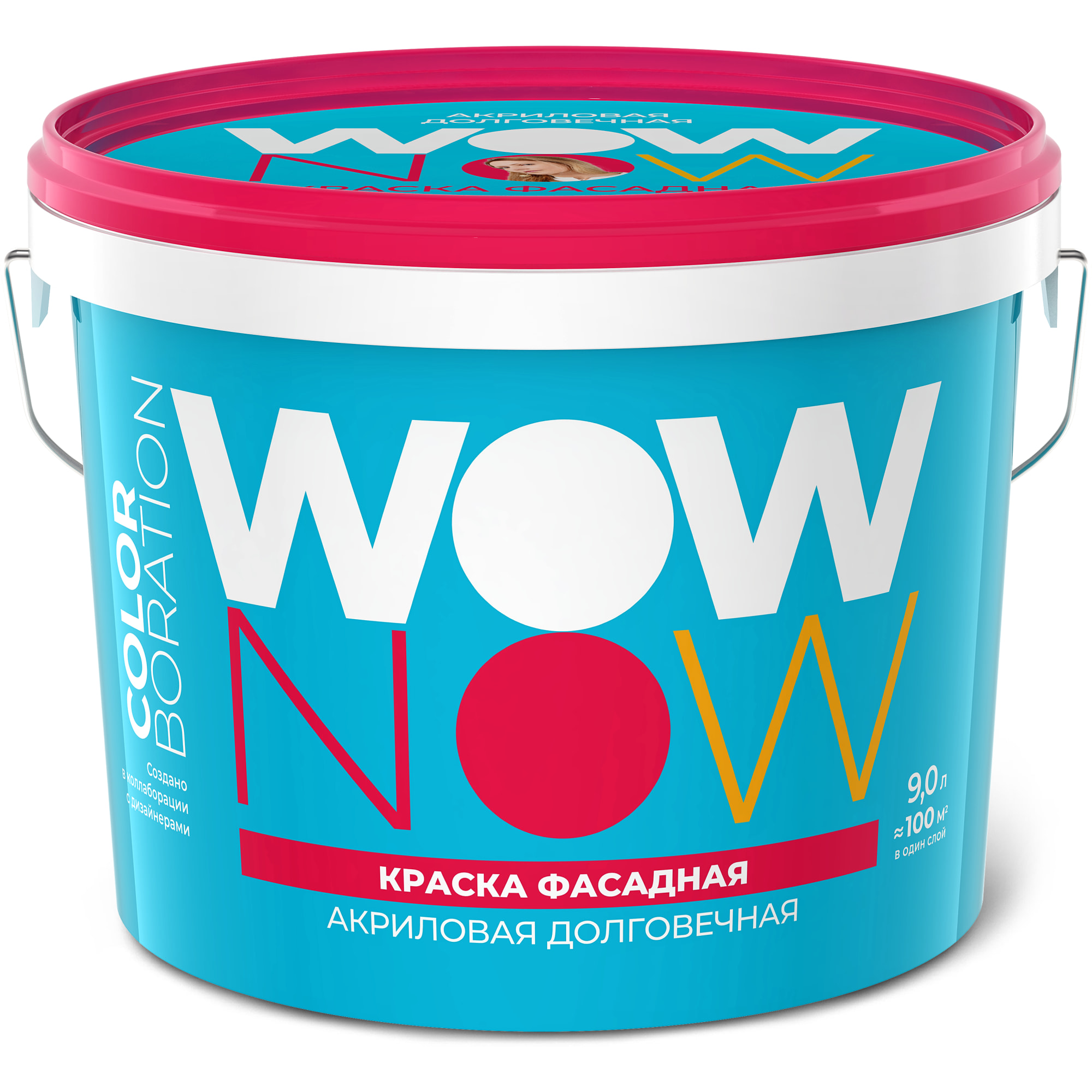 фото Краска фасадная wow now прозрачная, база с, 9л (о04075)