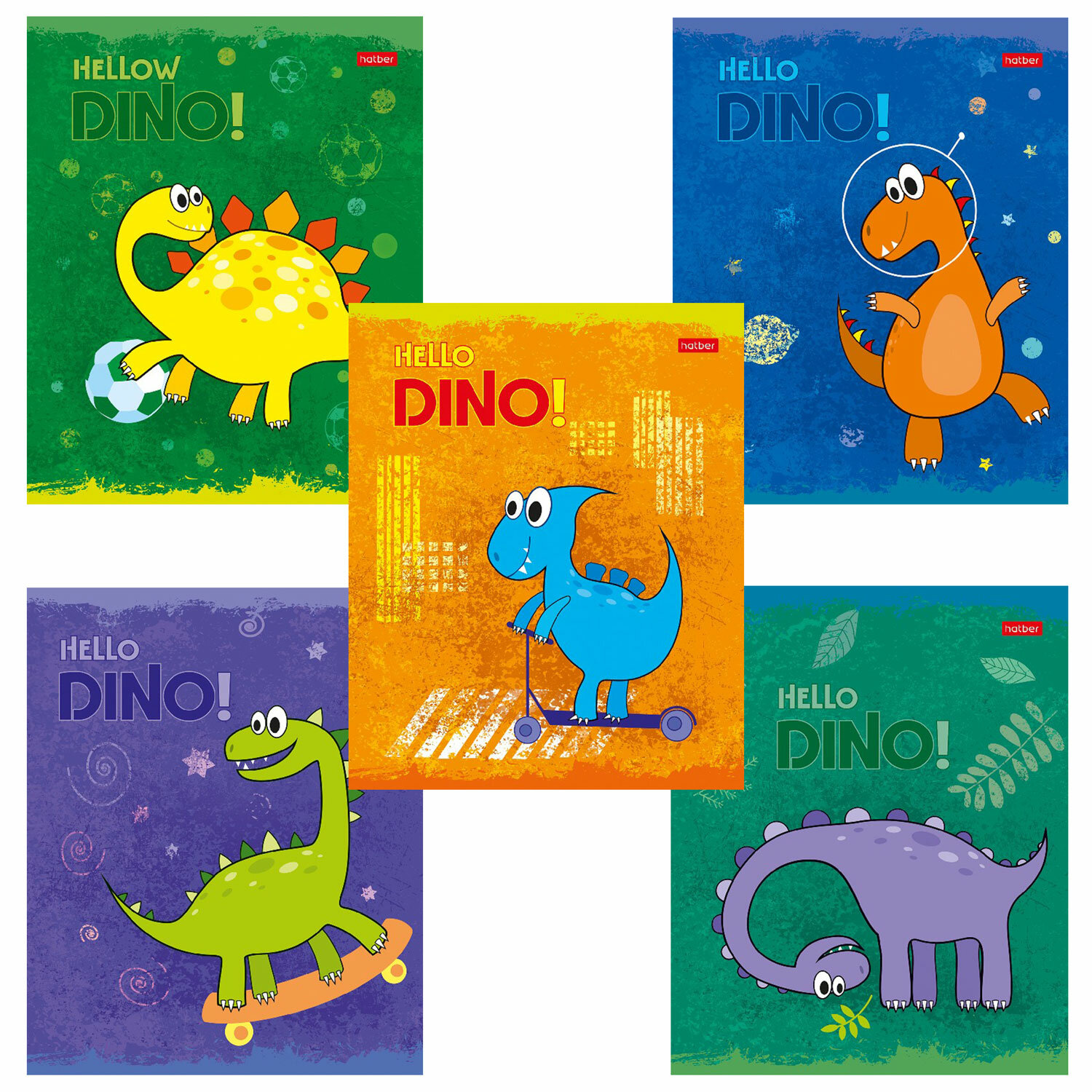 

Тетрадь 12 л. HATBER клетка, обложка картон Hello Dino 40 шт