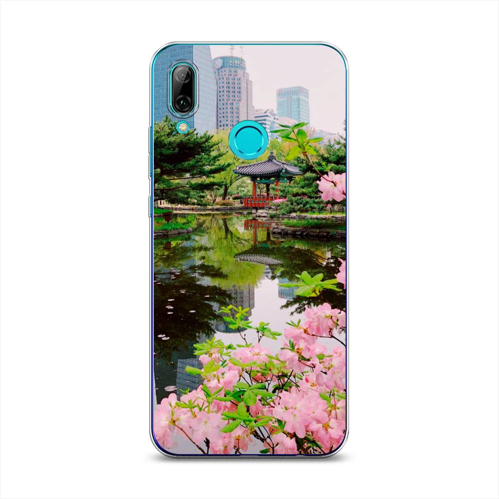 

Чехол на Honor 10 Lite "Сакура возле озера", Зеленый;розовый;голубой, 67250-2