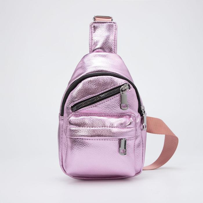фото Сумка-слинг, отдел на молнии, 2 наружных кармана, цвет розовый nobrand