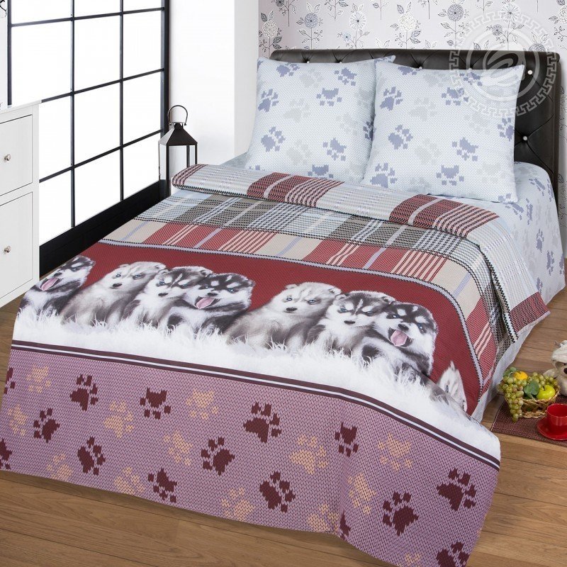 фото Комплект постельного белья артпостель пушистое счастье 1.5-спальный щенки хаски