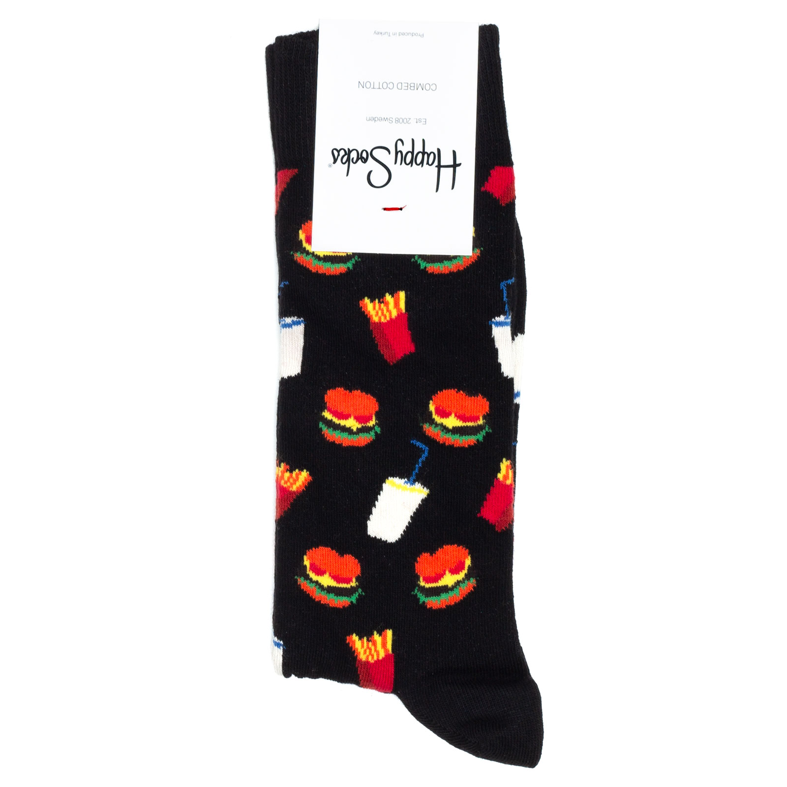 фото Носки унисекс happy socks happy_socks_hamburger черные 41-46 ru