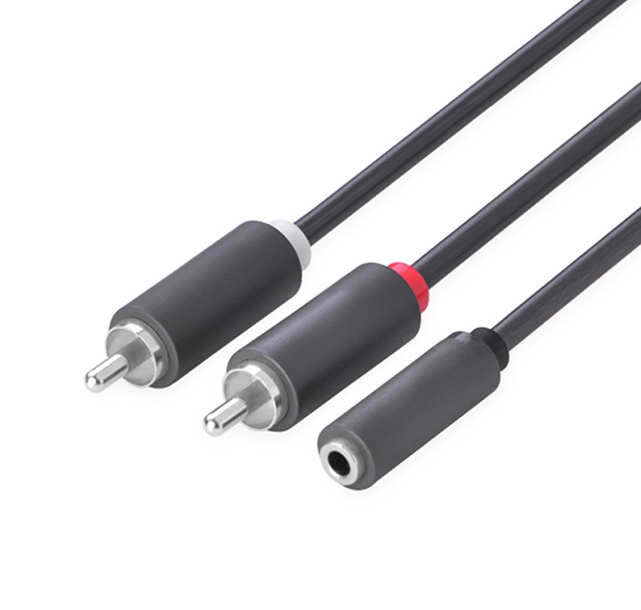 

GCR Кабель-переходник 1.0m аудио jack 3,5mm / 2 х RCA, черный