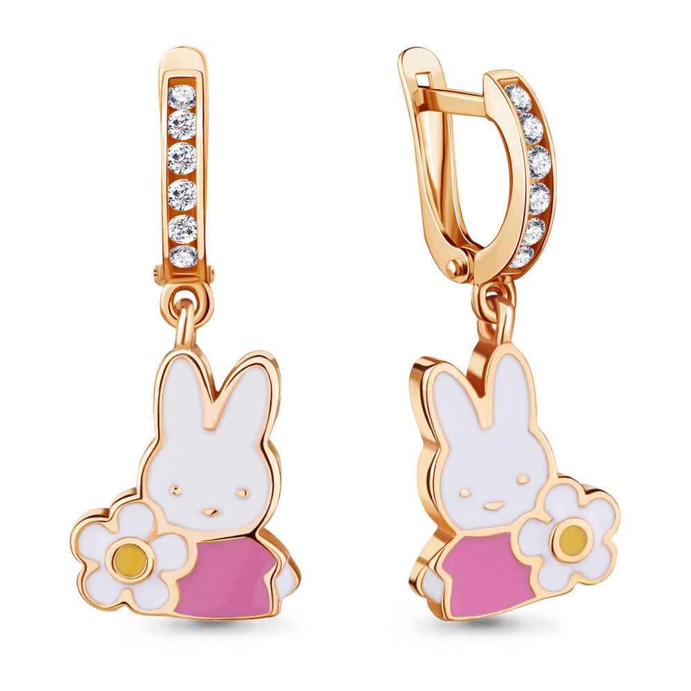

Серьги подвески из серебра с эмалью/фианитом Aquamarine 46834А, 46834А