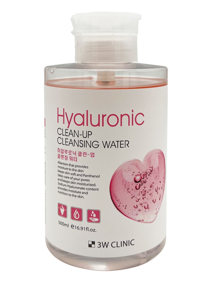 Очищающая вода для снятия макияжа с гиалуроновой кислотой 3W Clinic Hyaluronic Clean-Up Cl очищающая вода с экстрактом зеленого чая