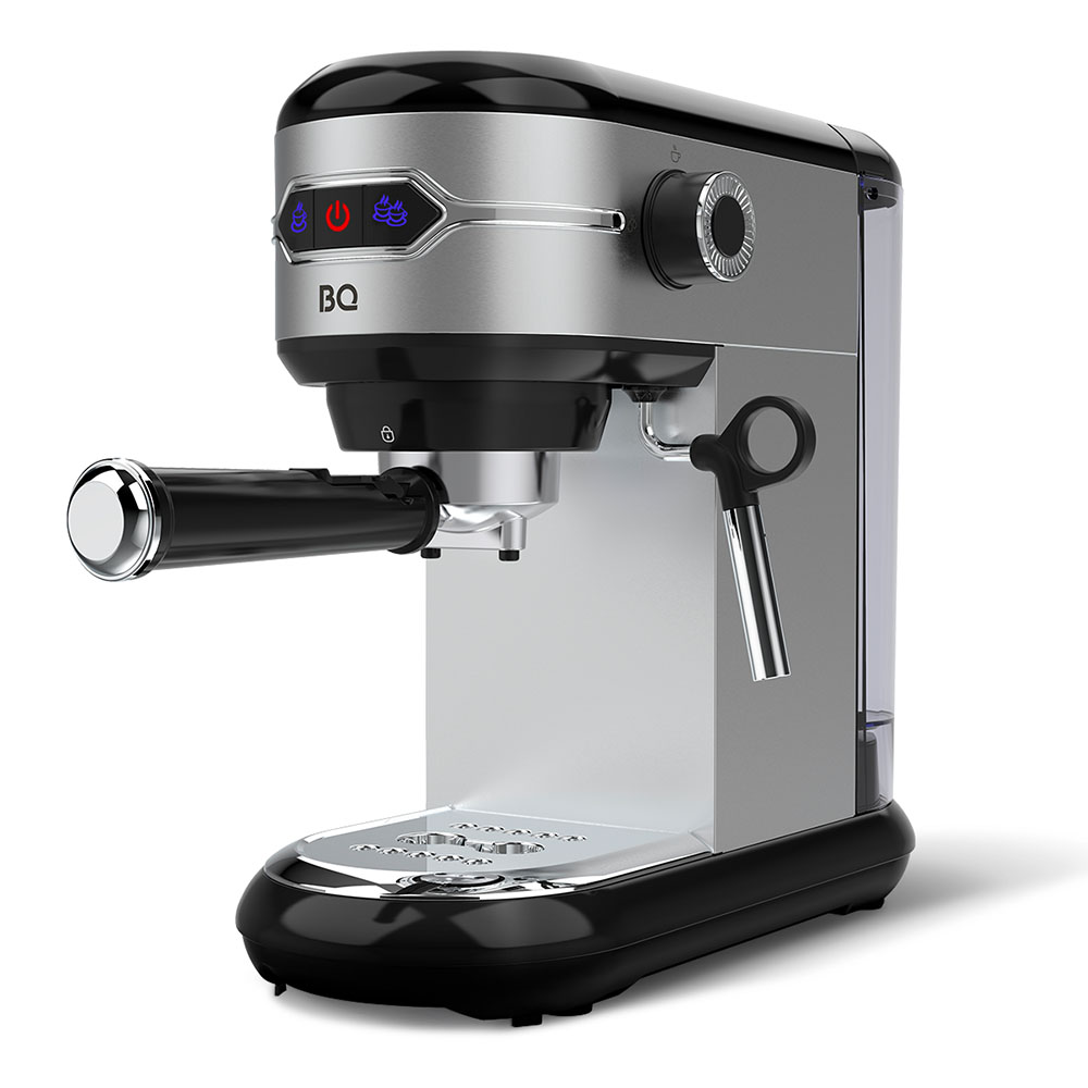 Рожковая кофеварка BQ CM3001 серебристый, черный рожковая кофеварка krups xp444c10 серебристый