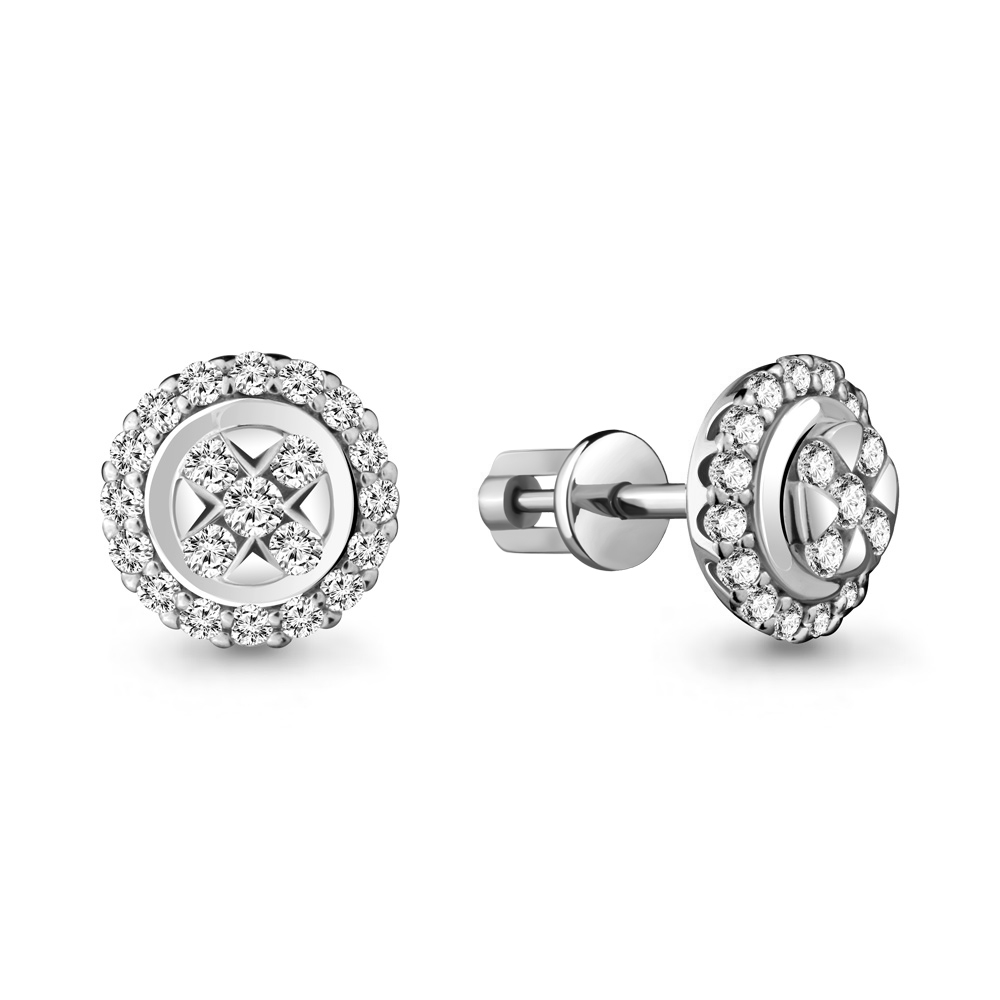 

Серьги-пусеты из серебра с фианитом Aquamarine 48123А.5, 48123А.5