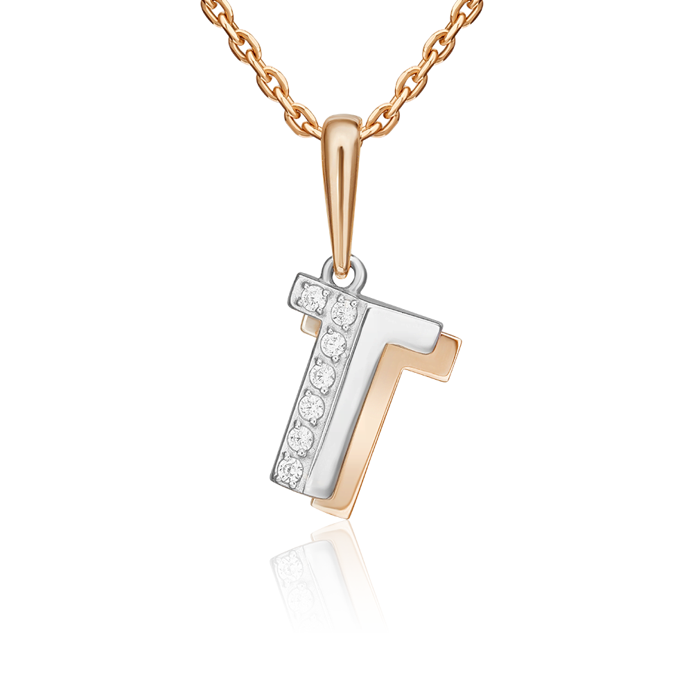 

Кулон из белого золота/красного золота PLATINA jewelry 03-3418-Т-401-1111, фианит, 03-3418-Т-401-1111