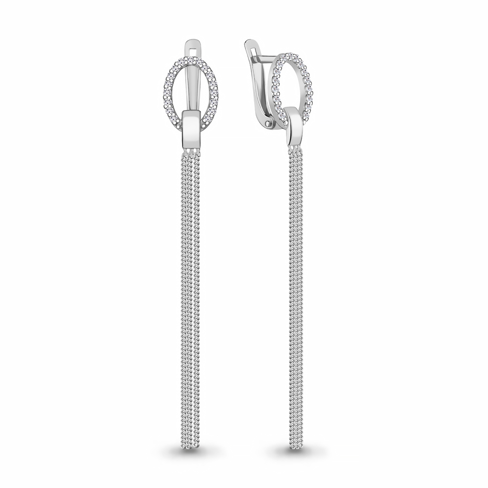 

Серьги подвески из серебра с фианитом Aquamarine 49180А.5, 49180А.5