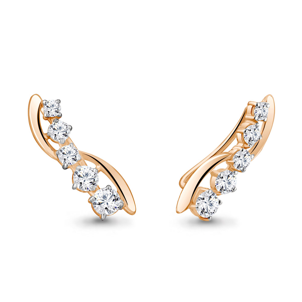 

Серьги клаймберы из серебра с фианитом Aquamarine 49333А.6, 49333А.6