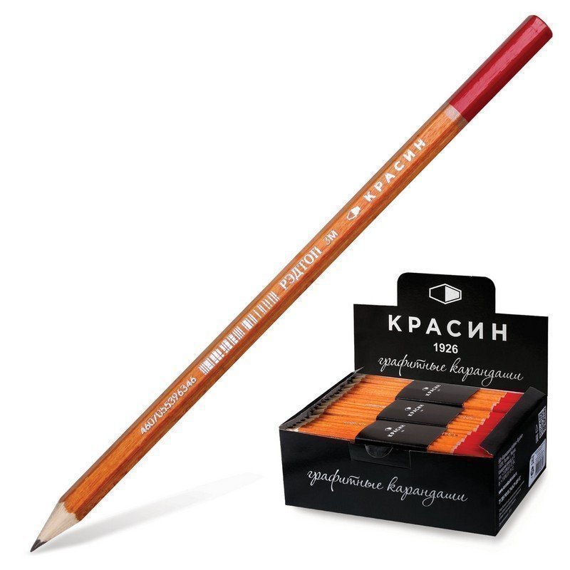 

Карандаш чернографитный КРАСИН 1 шт РедТоп 3В без резинки корпус тонированный заточенный 0
