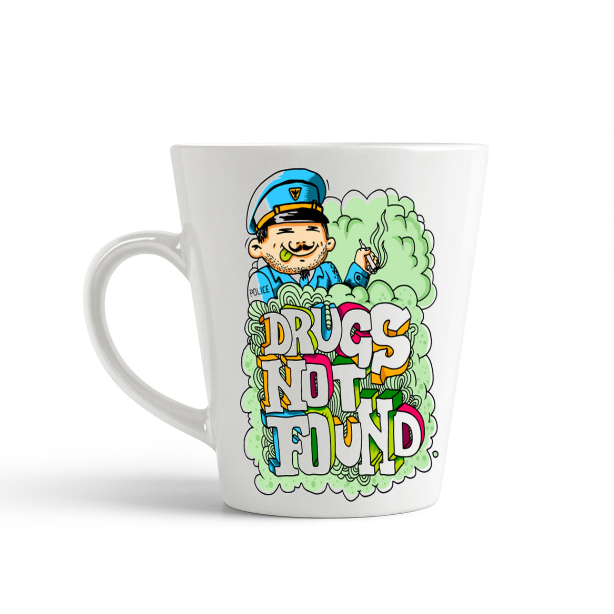 

Кружка-латте CoolPodarok Прикол Полицейский drugs not found, Прикол Полицейский drugs not found