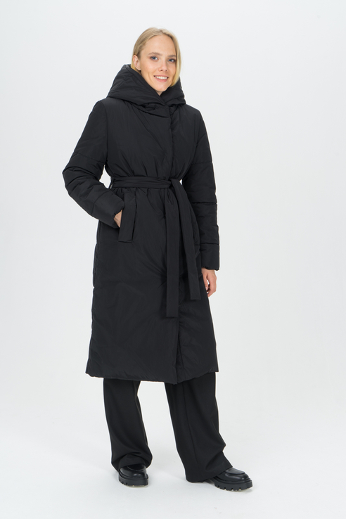 фото Утепленное пальто женское electrastyle 5у-0309-112 черное 48 ru