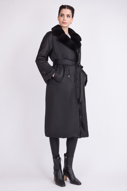 фото Утепленное пальто женское electrastyle 5у-8117/7-2631/153 черное 44 ru