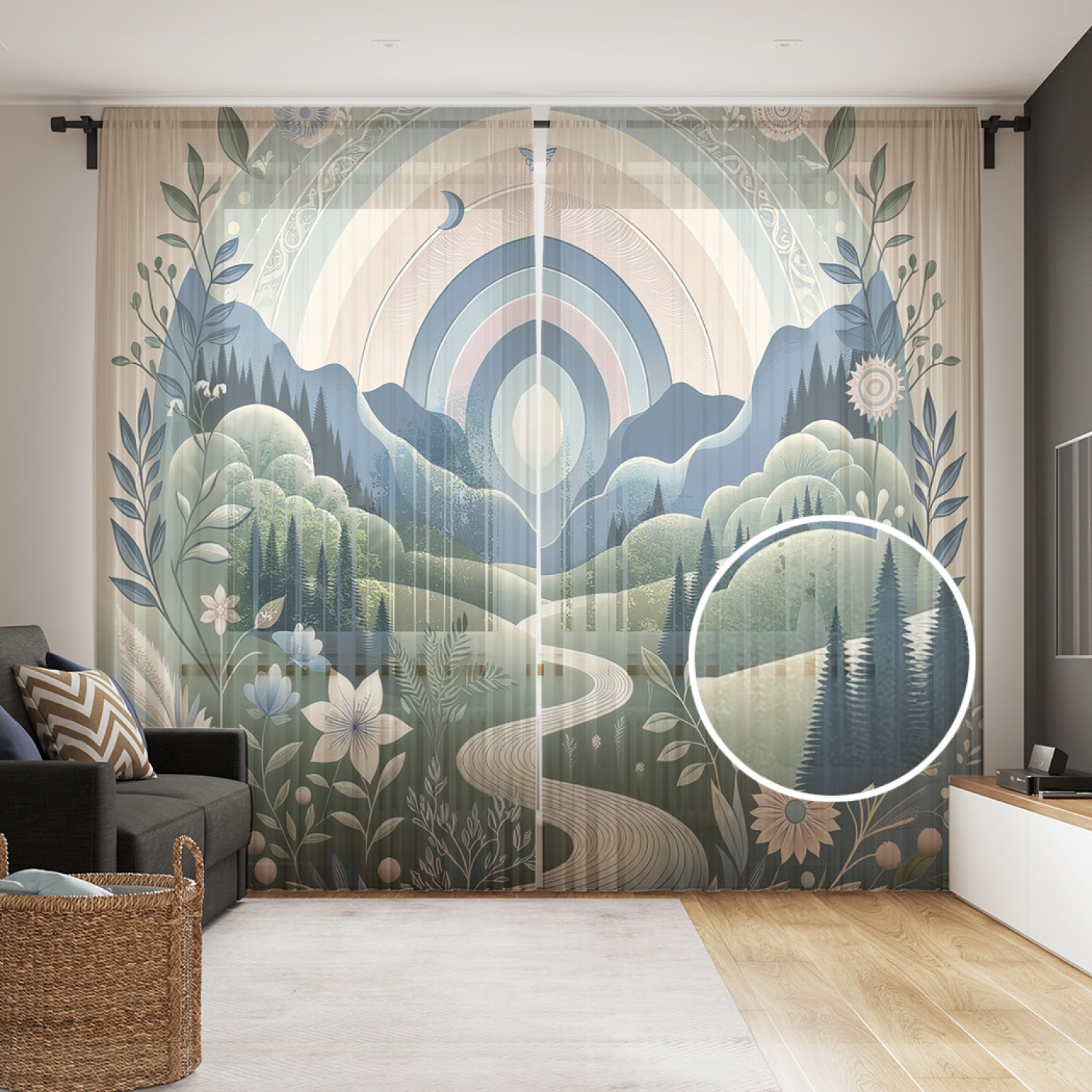 

Тюль Evrika Home сетка JoyArty Современный восход 290x265, tul_430004_145x265