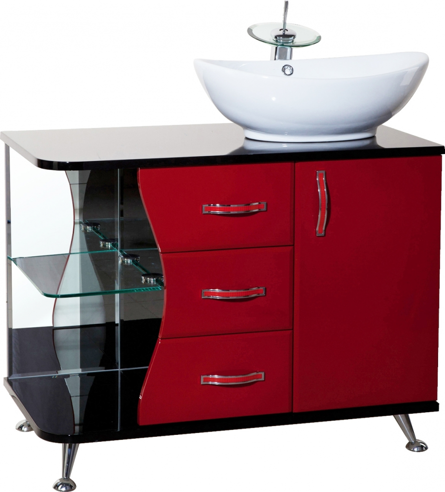 

Тумба для комплекта Bellezza Рио 90 R красная с чёрным