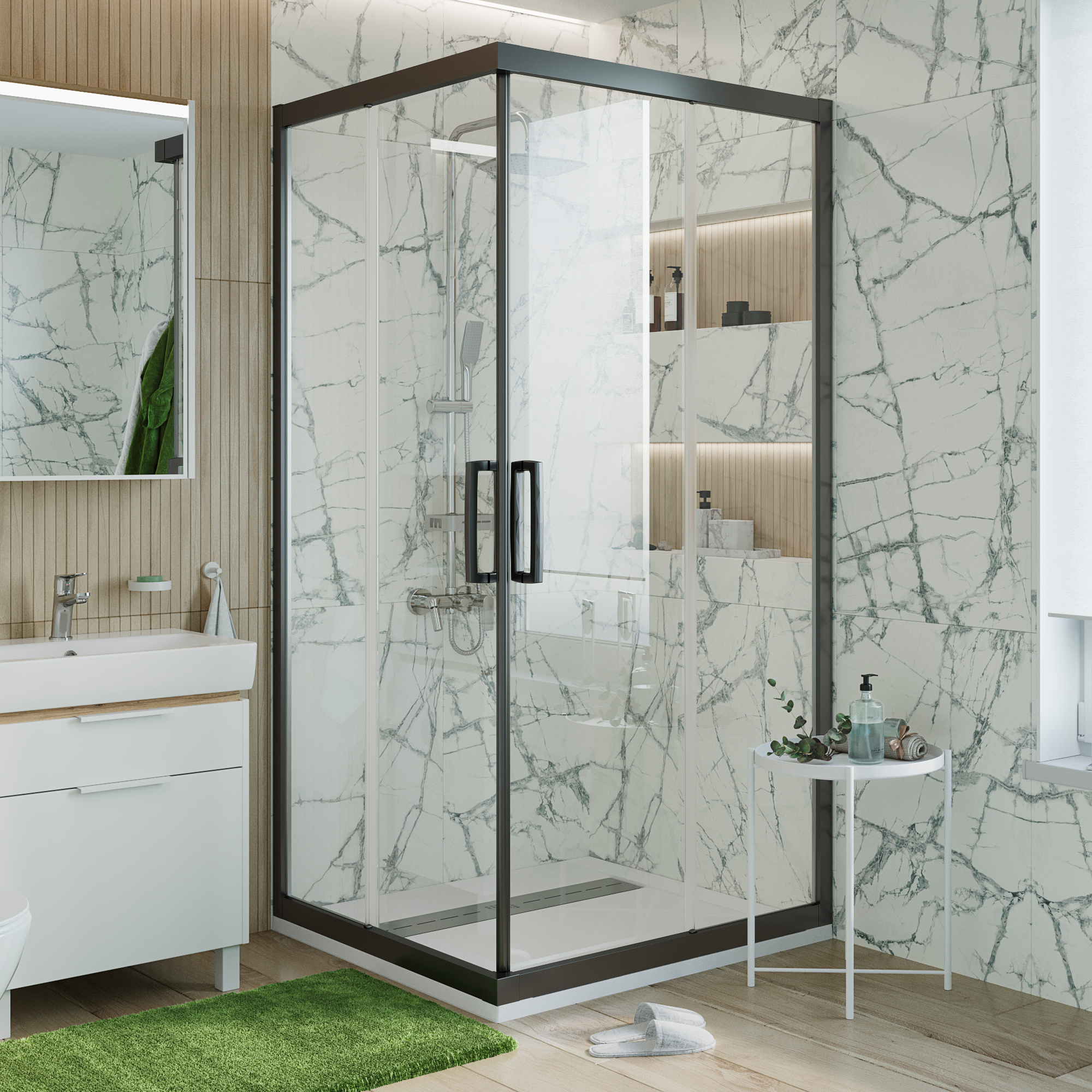 

Душевой уголок STWORKI Дублин DE019SC100100200BLK 100x100 см профиль черный матовый, Дублин DE019SC100100200BLK 100x100 см профиль черный матовый