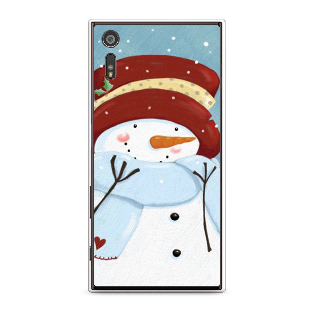 

Чехол для Sony Xperia XZ "Застенчивый снеговик", Голубой;белый;красный, 51450-5