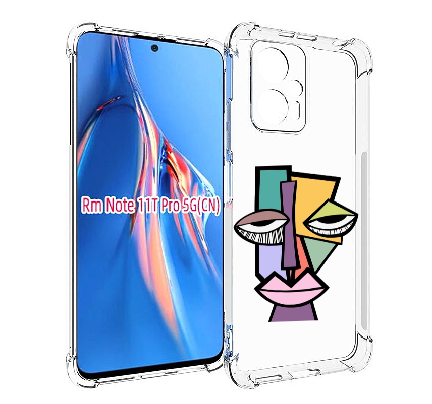 

Чехол MyPads лицо из квадратиков с глазами женский для Xiaomi Redmi Note 11T Pro / 11T ..., Прозрачный, Tocco