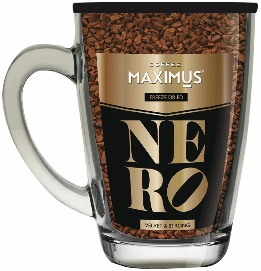 Кофе растворимый Maximus Nero, стеклянная кружка, 70 г х 6 шт