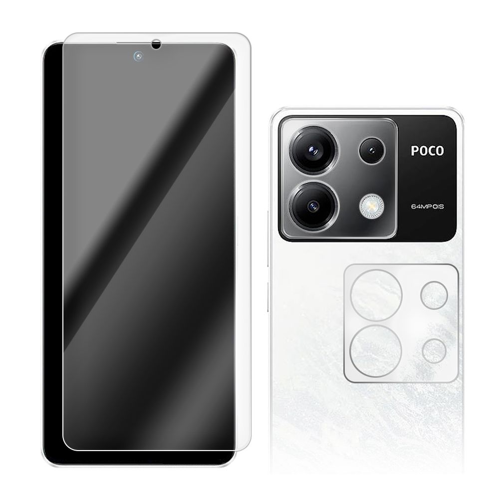 

Стекло защитное гибридное Krutoff для Xiaomi Poco X6 + защита камеры, 2 шт