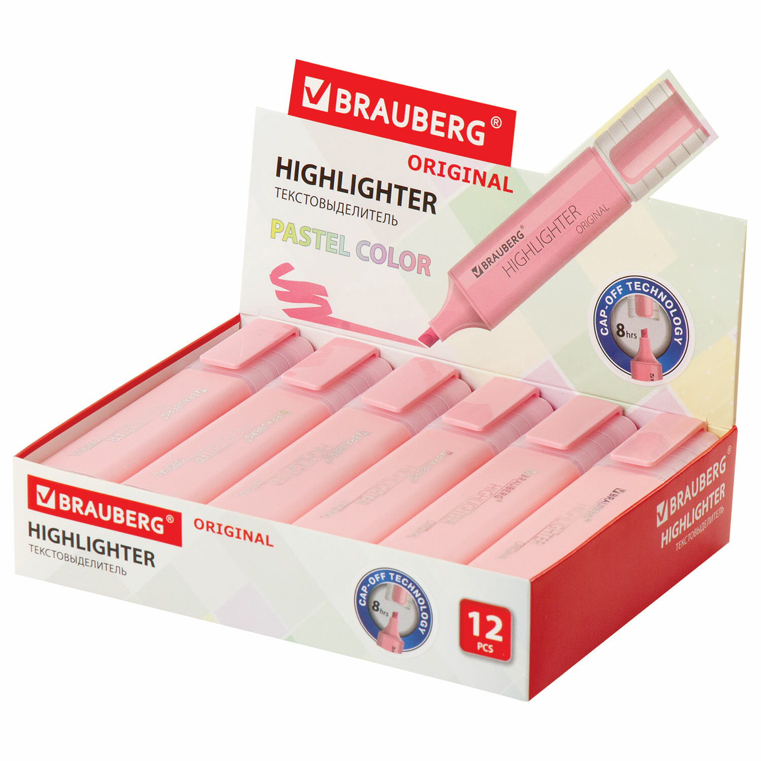 

Текстовыделитель BRAUBERG ORIGINAL PASTEL, ПАСТЕЛЬНЫЙ РОЗОВЫЙ, линия 1-5 мм, 12 шт