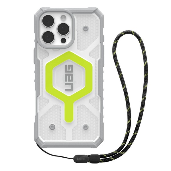 Чехол + ремешок UAG Pathfinder MagSafe для iPhone 16 Pro Max неон (Active Neon Lanyard)