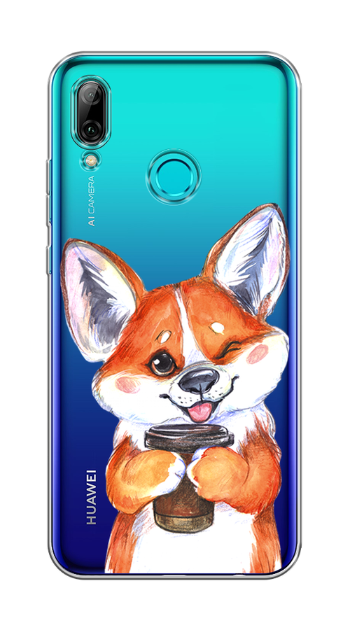 

Чехол на Honor 10 Lite "Корги с кофе", Оранжевый;белый, 67250-4