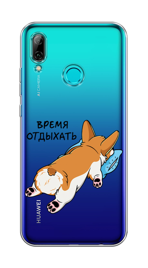 

Чехол на Honor 10 Lite "Корги отдыхает", Черный;коричневый;голубой, 67250-1