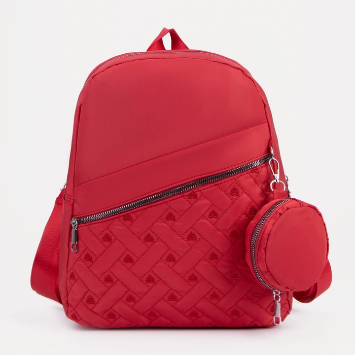 фото Рюкзак на молнии, наружный карман, 2 боковых кармана, кошелёк, цвет красный nobrand